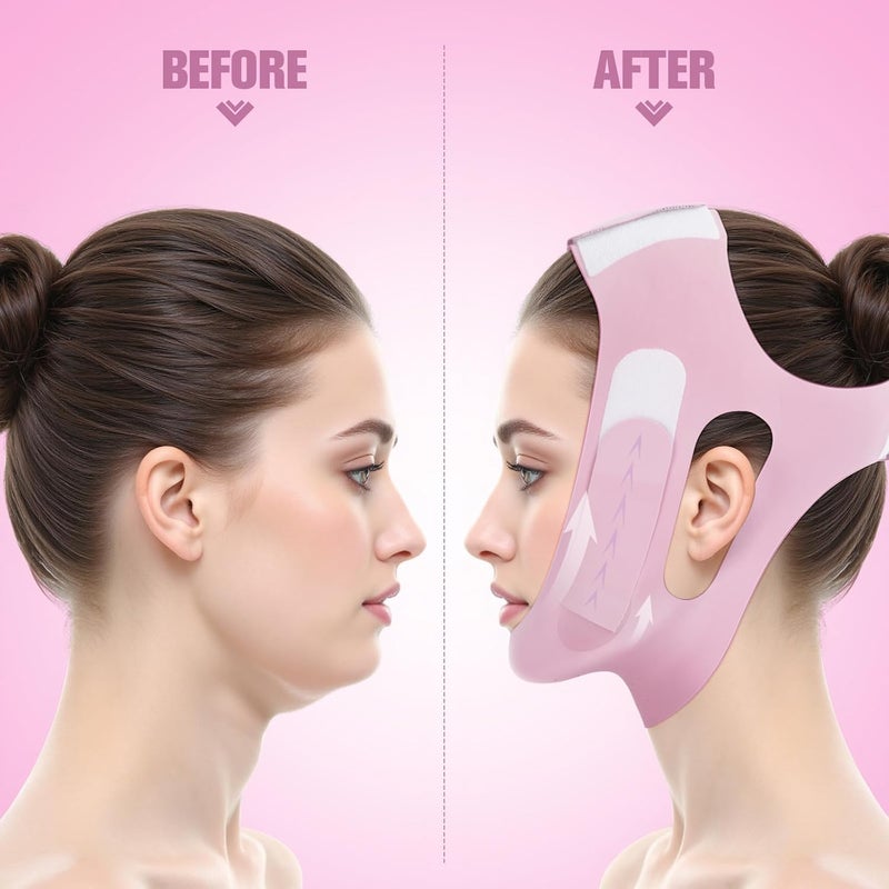 JenChrysm حزام الذقن للنوم - شكل الفك مع تصميم ثلاثي الأبعاد ومواد جرافين، مخفض للذقن المزدوج لمنع الترهل وتشكيل وجه على شكل حرف V - مزيل للذقن المزدوج - هدايا للنساء - Image 2